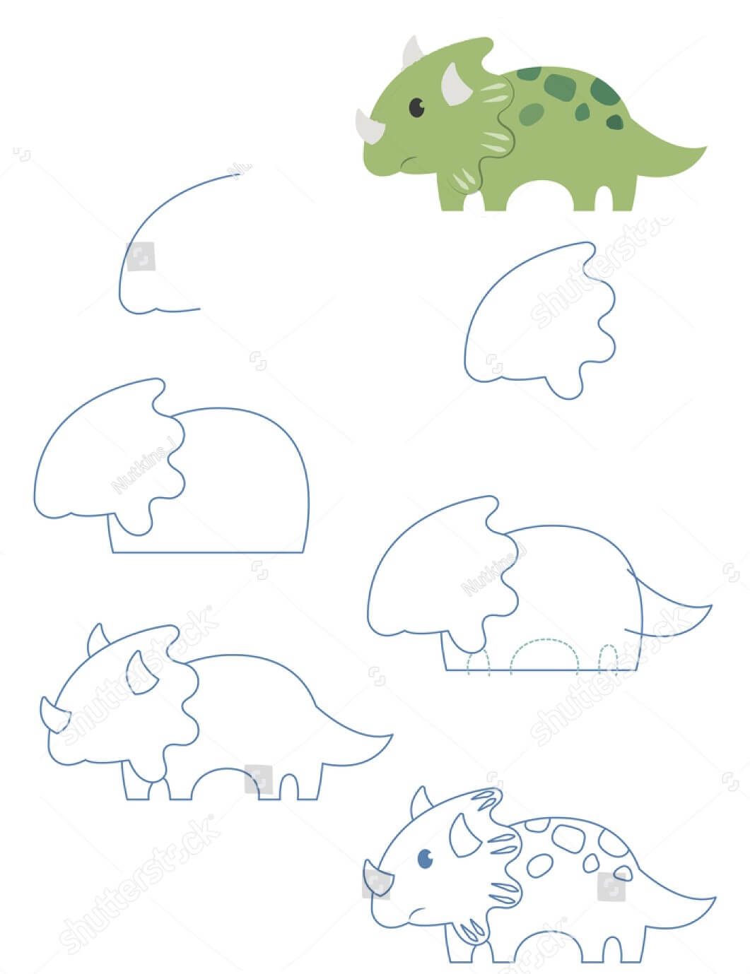 Jak Narysować Triceratops w pradawnym lesie