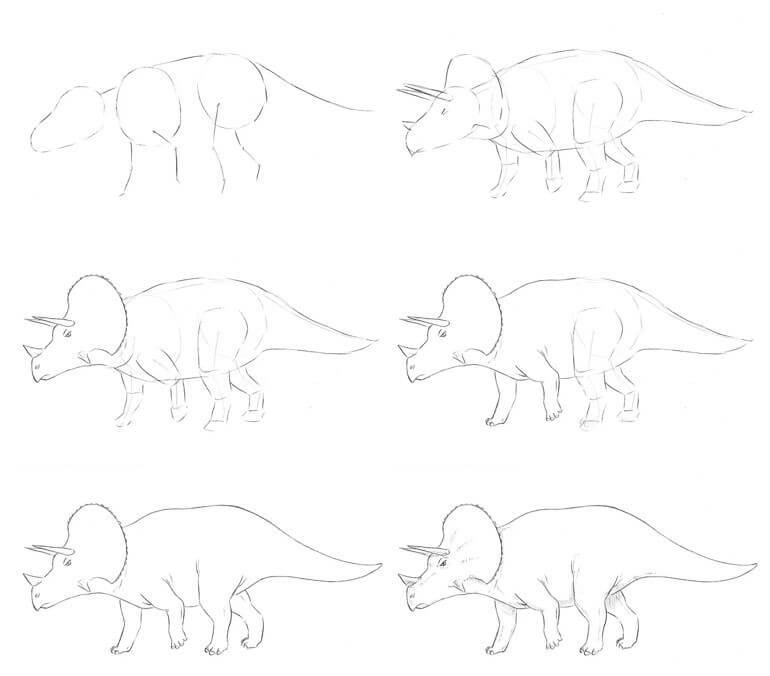 Jak Narysować Triceratops wśród kamieni
