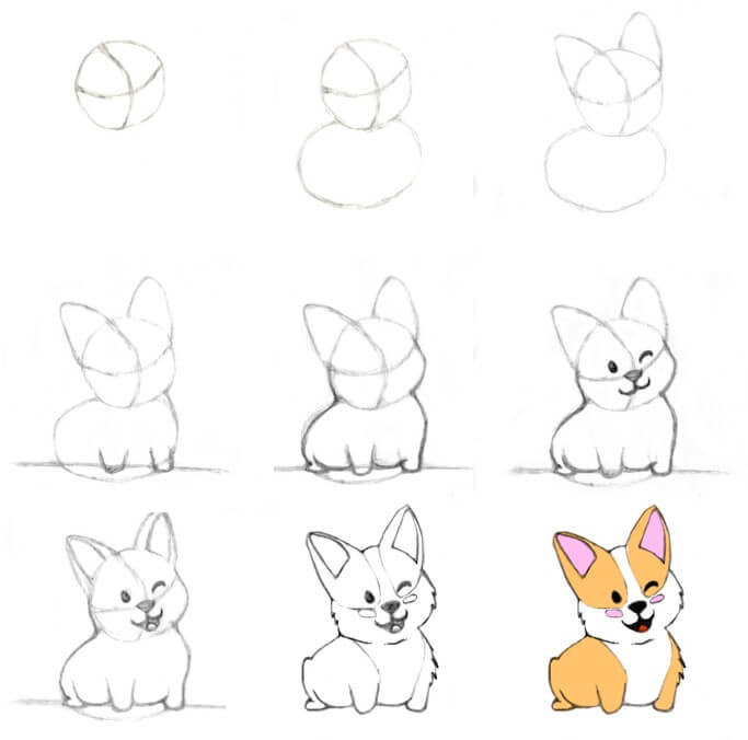 Jak Narysować Uśmiechnięty corgi