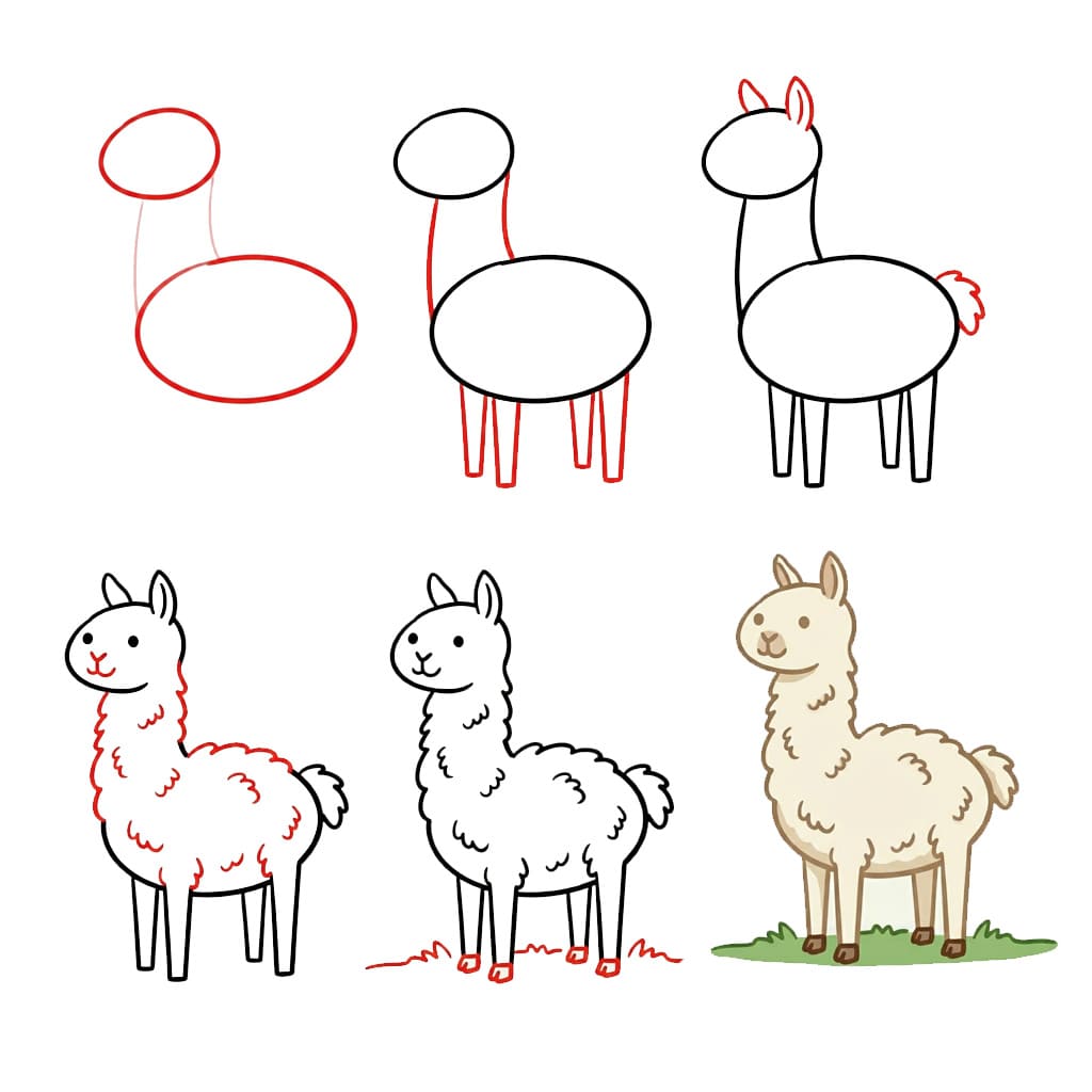 Jak Narysować Alpaka podczas spaceru